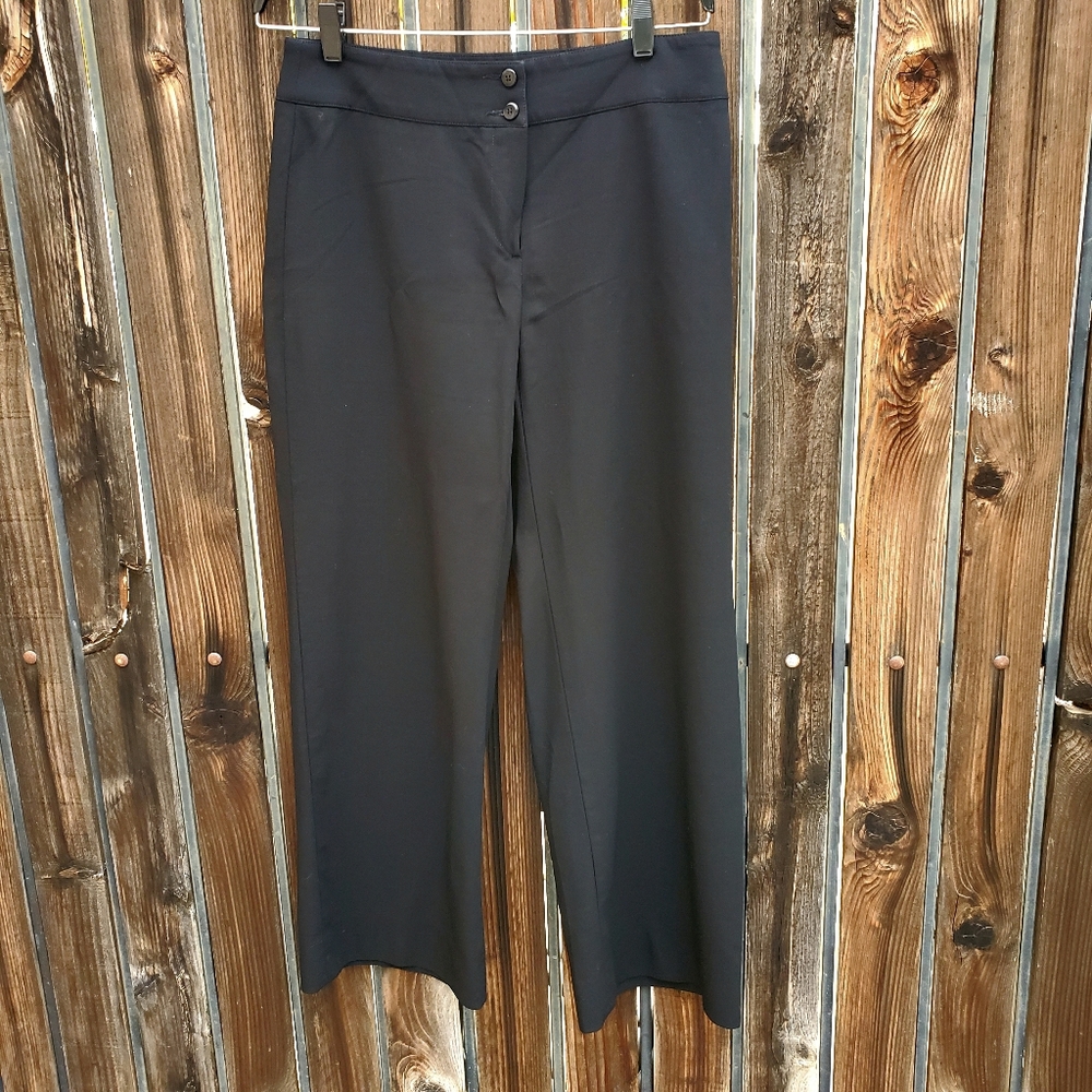 ARMANI COLLEZIONI Wide Leg Virgin Wool Trousers 6 Black Pants Minimalist VINTAGE - Picture 2 of 7